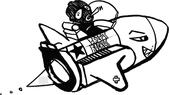Grift Rocket logo: a masked pilot riding a rocket